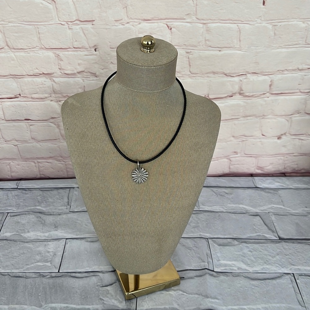 Vintage Silpada 925 black cord necklace with pendant